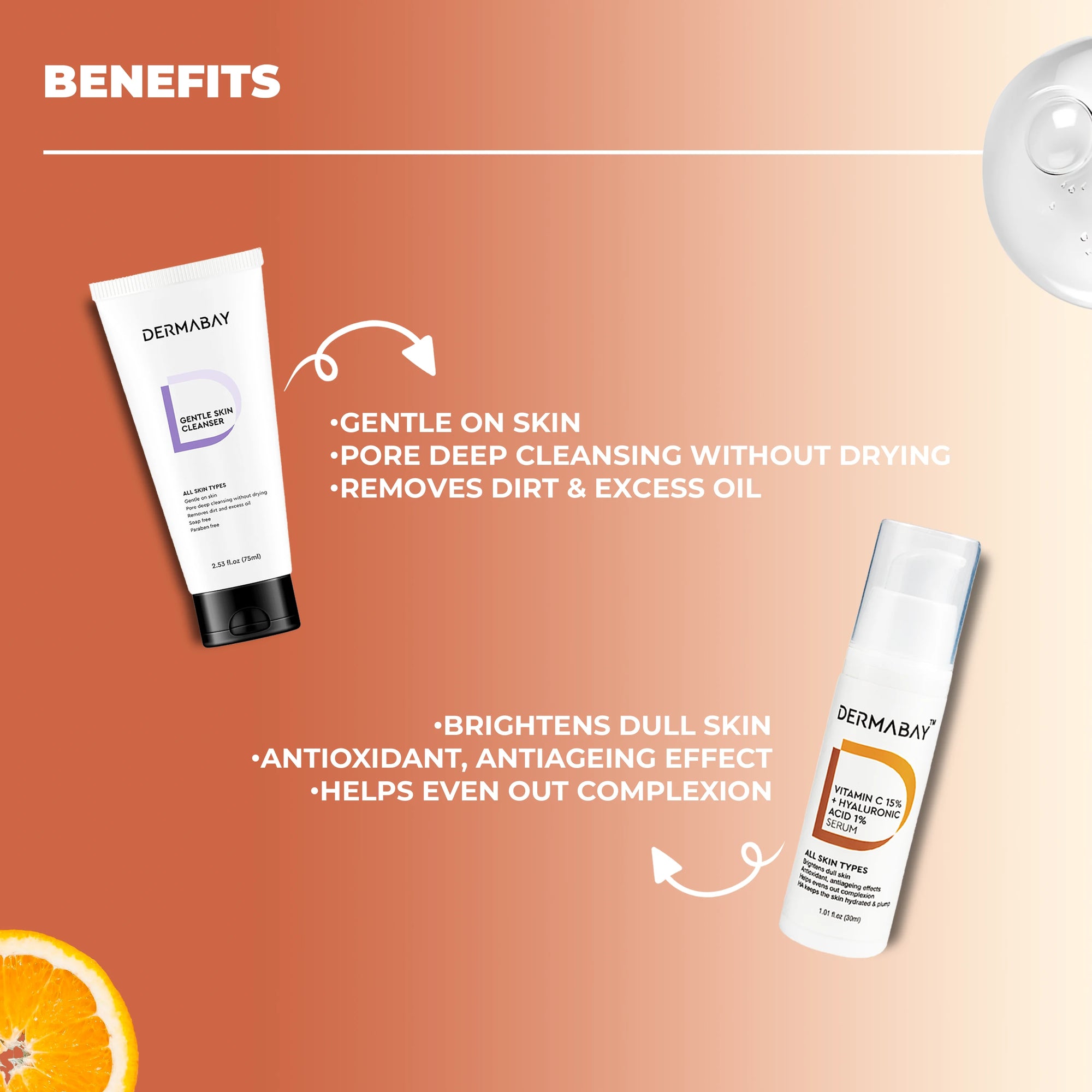 Gentle skin cleanser and Vitamin C Serum Benefits