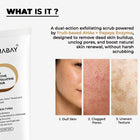 Dual-action Dermabay face scrub addressing dull skin, clogged pores, and uneven skin texture without harsh scrubbing.
