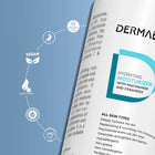 A model applying the Dermabay hydrating moisturizer enriched with Niacinamide and Ceramides for daily skincare.