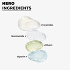 Hero ingredients including Ceramides, Niacinamide, Olivem, and Glycerin featured in the Dermabay moisturizer for oily skin.