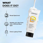 Broad spectrum Dermabay sunscreen spf 50 providing a glowing finish and shield against UV and blue light.