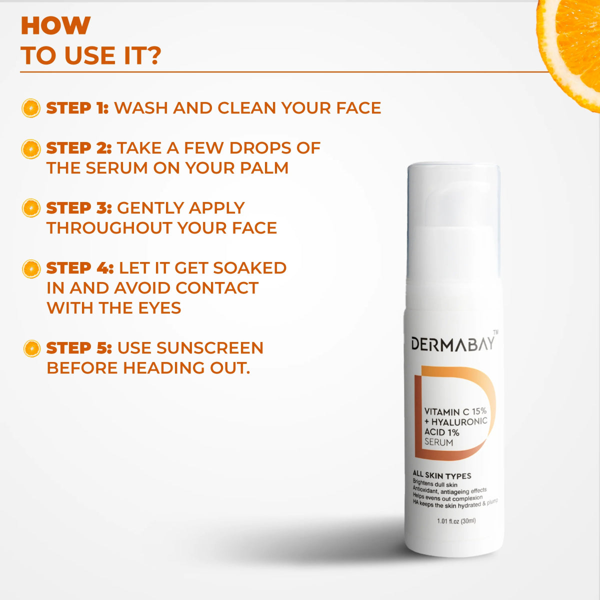 Vitamin C 15% + Hyaluronic Acid 1% SerumDermabay